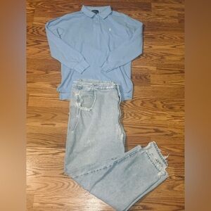 🚨🤩 VINTAGE❓GUESS❓JEANS W/POLO🏇🏻RALPH LAUREN LONG SLEEVE MENS STYLE 10075-30🚨🏇🏻